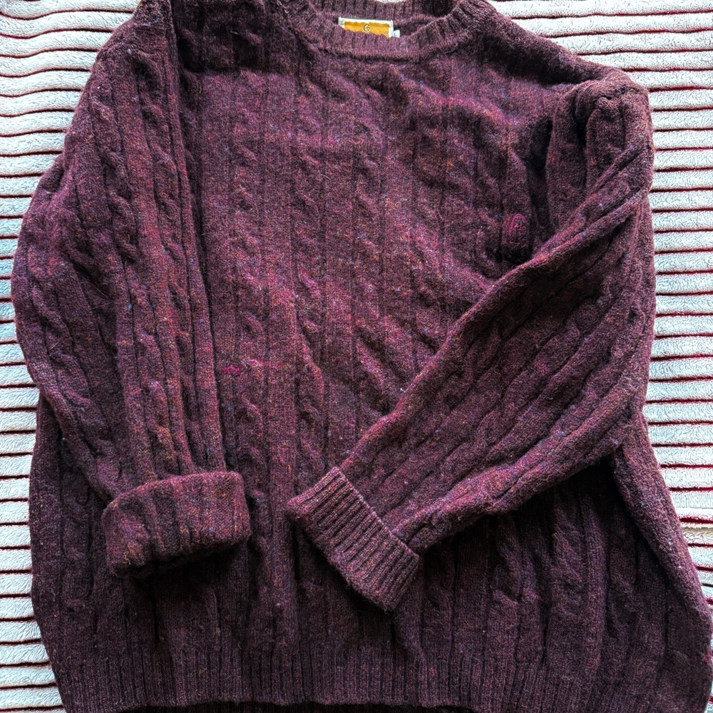 Women's Cable Knit Sweater - Deep Purple
